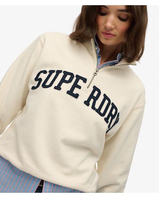 Superdry Natural & Co Athletic Essentials Applique Half Zip Sweatshirt