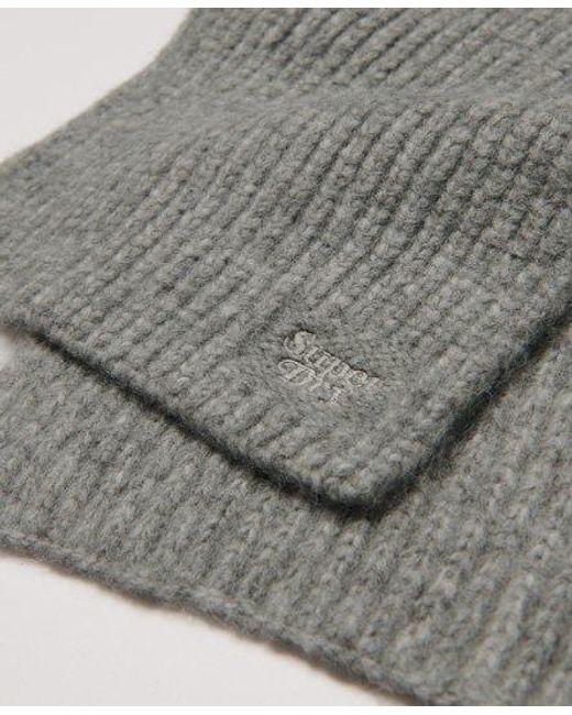 Superdry Gray Ribbed Knit Scarf
