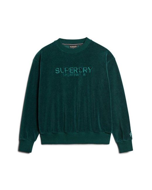 Superdry Green Velour Graphic Boxy Crew Sweatshirt