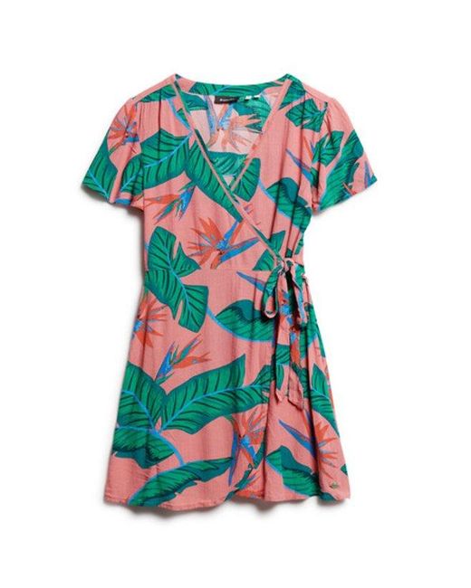 Superdry White & Co Printed Mini Wrap Dress