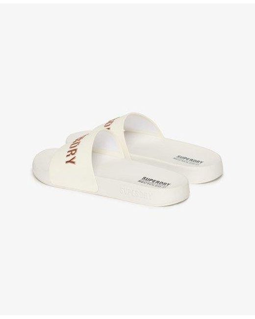 Superdry White Code Logo Pool Sliders