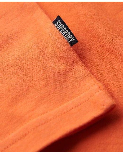 Superdry Orange Organic Cotton Essential Logo V Neck T-shirt for men