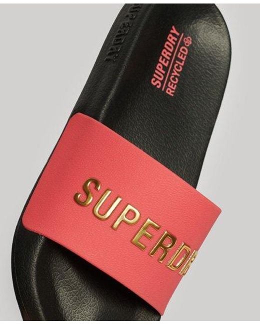 Claquettes de piscine à logo code véganes Superdry en coloris Black