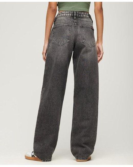 Superdry Gray Organic Cotton Mid Rise Wide Leg Jeans