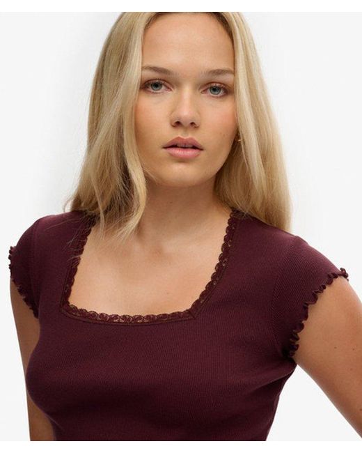 Superdry Red Athletic Essentials Square Neck T-Shirt