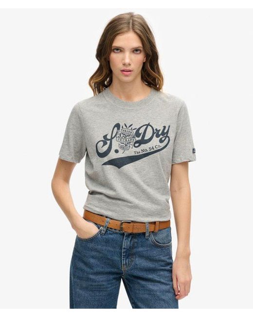 Superdry Gray & Co Slim Fit Graphic Print Cotton T-shirt