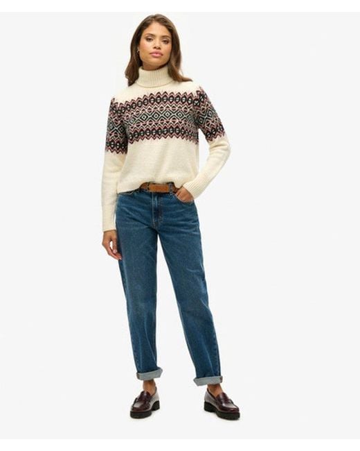Superdry Natural & Co Fairisle Pattern Roll Neck Jumper