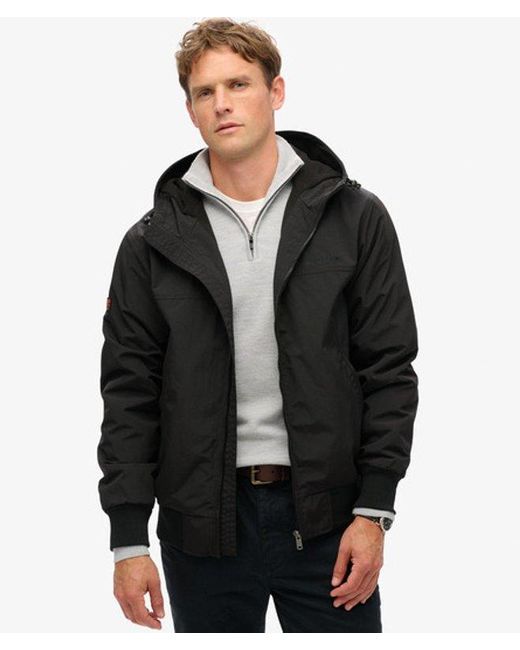 Superdry Black & Co Surplus Nylon Hooded Bomber Jacket for men