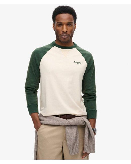 Superdry Green & Co Essential Logo Baseball Long Sleeve Top for men