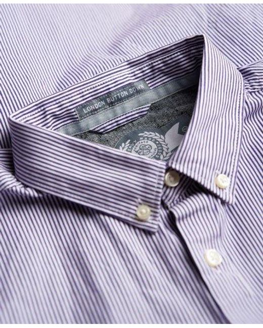 Superdry Purple London Button Down Shirt Fine Stripe for men