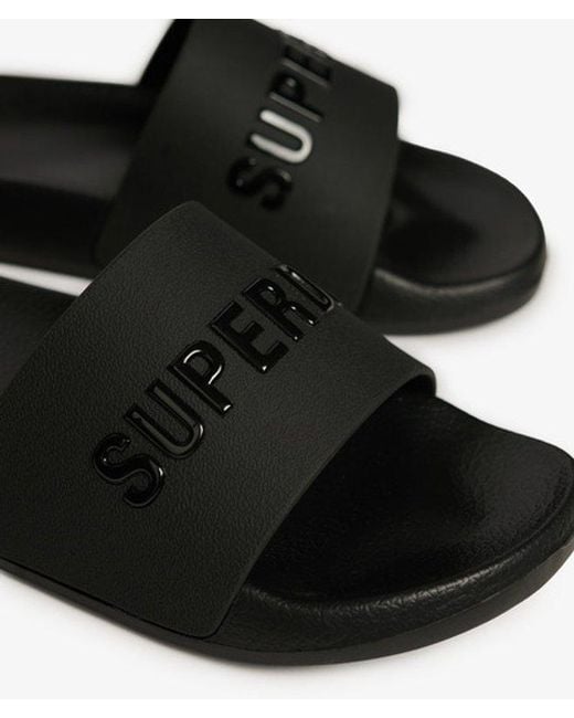 Superdry Black & Co Luxe Logo Pool Sliders