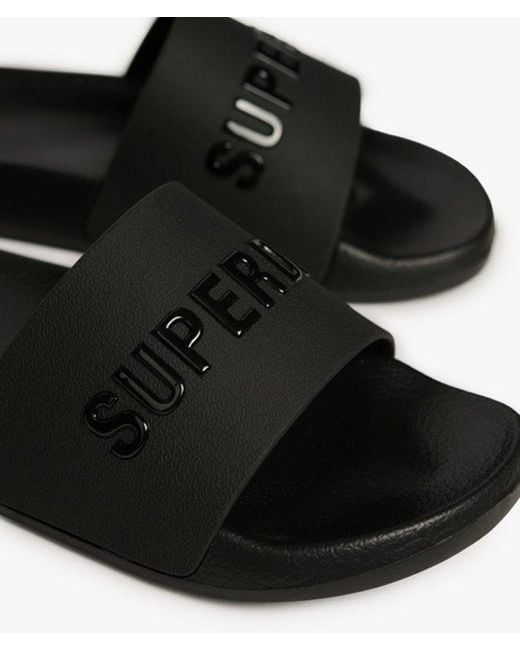 Superdry Black & Co Luxe Logo Pool Sliders