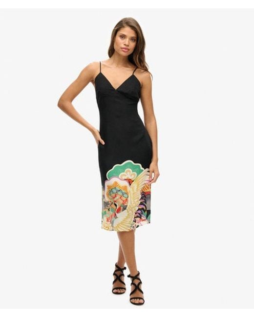 Superdry White & Co Printed Midi Slip Cami Dress