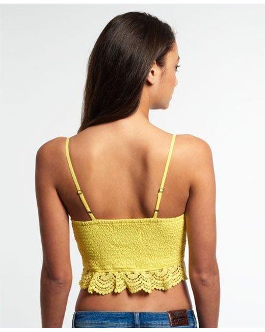 Superdry Yellow Sundown Lacy Bralet Top Lemon
