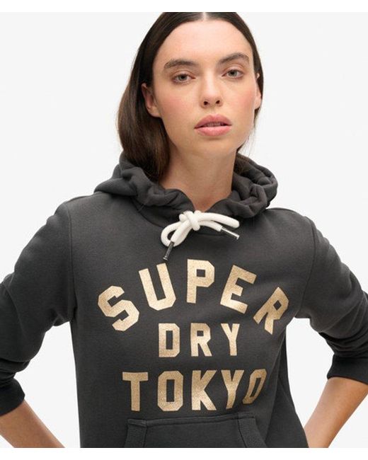 Superdry Black & Co Glitter Graphic Logo Hoodie