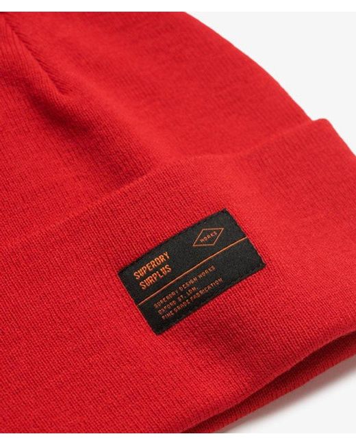Superdry Red & Co Surplus Knitted Beanie Hat