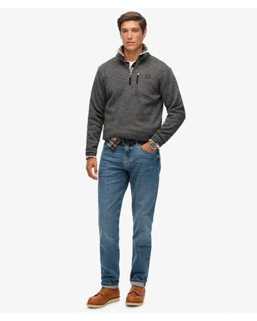 Superdry Gray Storm Fleece Half Zip Jumper for men