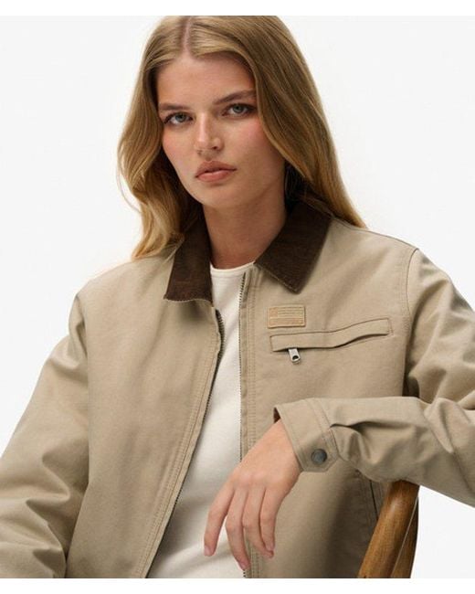 Femme Veste Ranch Matelassée À Col En Velours Taille Superdry en coloris Natural
