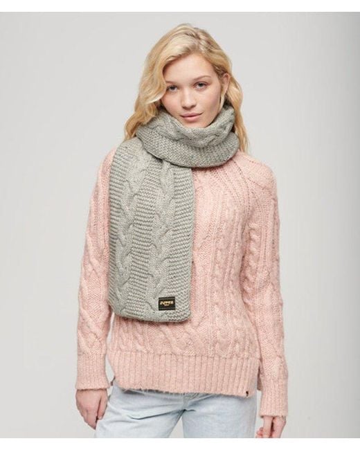 Superdry Gray & Co Cable Knit Scarf