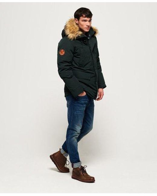 Superdry Black Rookie Down Parka Jacket Deep Forest for men