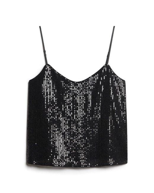 Superdry Black & Co Sequin Cami Vest Top