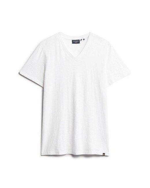 Superdry White V-neck Slub Short Sleeve T-shirt for men
