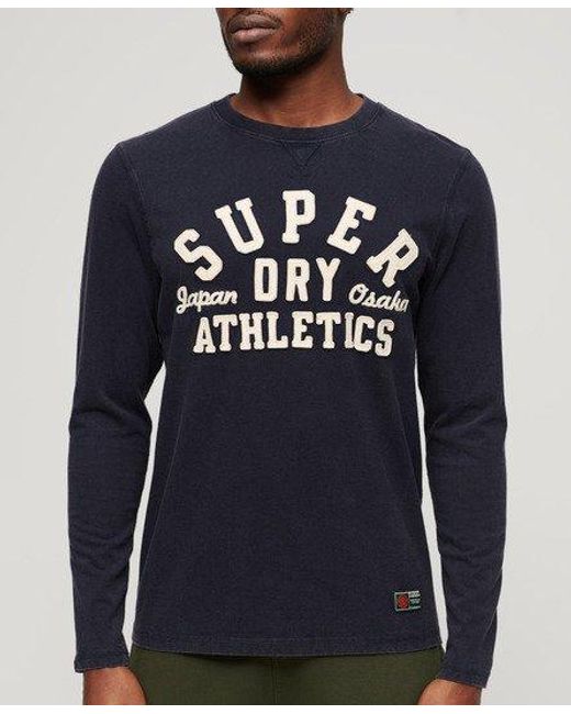 Superdry Blue Vintage Athletic Long Sleeve Top for men