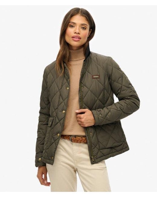 Superdry Gevoerde Jas Met Ribfluwelen Afwerking in het Green