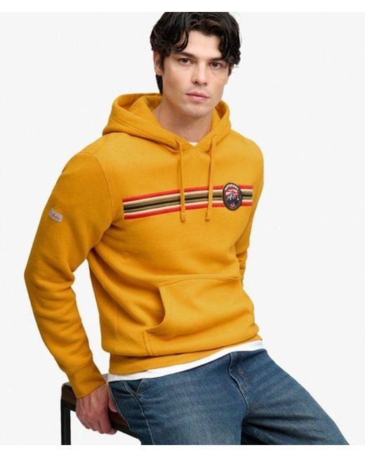 Superdry Yellow Outdoors Stripe Logo Hoodie for men