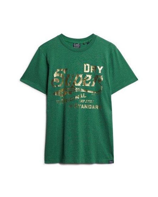 Superdry Green Metallic Workwear Graphic T-shirt for men