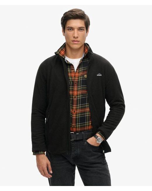 Superdry Black Polar Fleece Full Zip for men