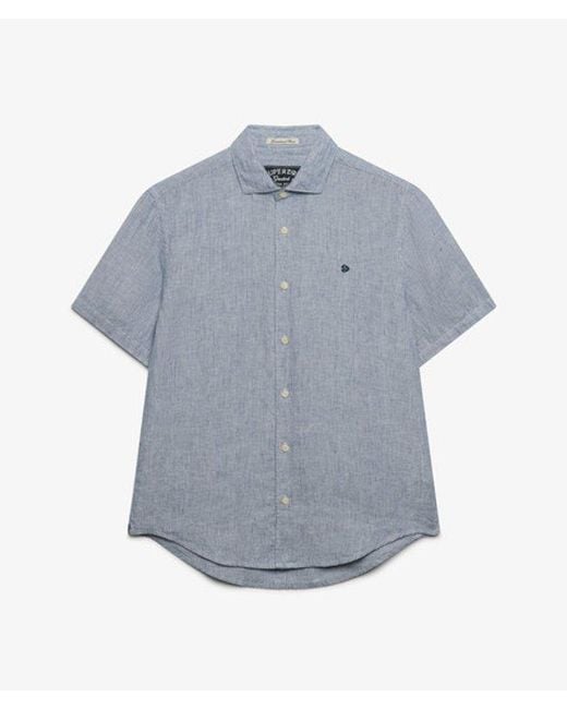 Superdry Blue & Co Riviera Short Sleeve Linen Shirt for men