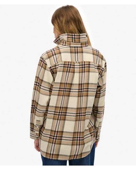 Superdry Brown Check Flannel Boyfriend Shirt