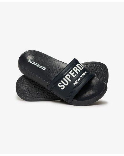 Superdry Black City Luxe Pool Sliders