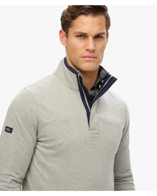 Superdry Gray & Co Cotton Classics Jersey Half Zip Sweatshirt for men