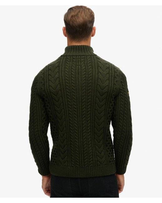 Superdry Green & Co Vintage Jacob Cable Knit Half Zip Jumper for men
