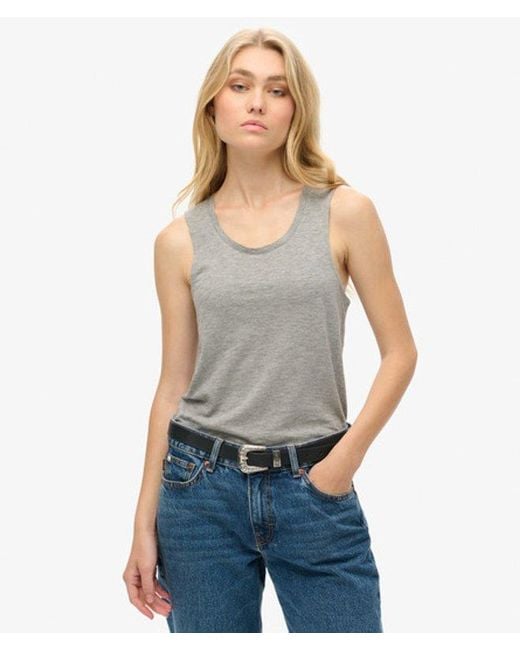 Superdry Gray & Co Ladies Classic Embroidered Scoop Neck Tank Top