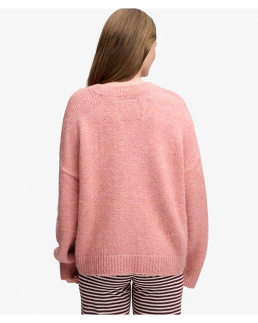 Superdry Pink Slouchy Brushed Knit Jumper