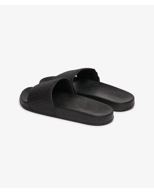 Superdry Black & Co Monogram Pool Sliders for men
