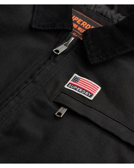 Superdry Black & Co Cord Collar Quilt Ranch Jacket