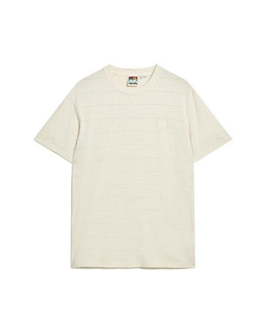 Superdry Blue & Co Classic Textured Organic Cotton Vintage Texture T Shirt for men