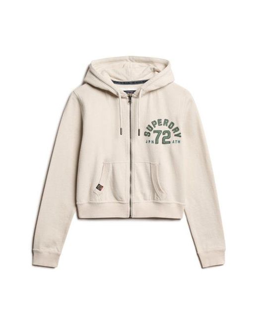 Superdry Natural & Co Embroidered Athletic Essentials Relaxed Crop Zip-hoodie