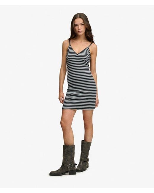 Superdry White & Co Stripe Ribbed Jersey Mini Dress