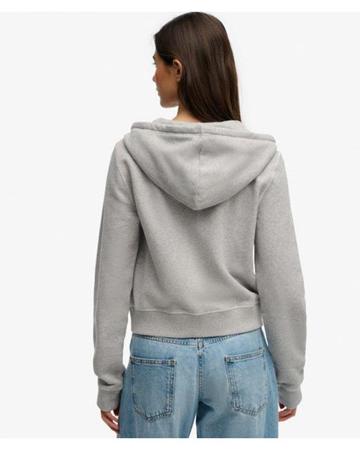Superdry Gray & Co Athletic Essentials Cropped Zip Hoodie