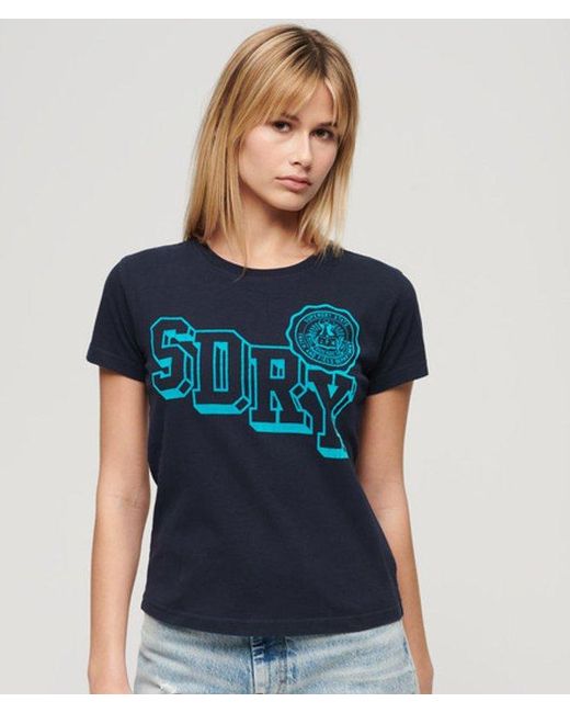Superdry Blue & Co Varsity Flocked Fitted T-shirt