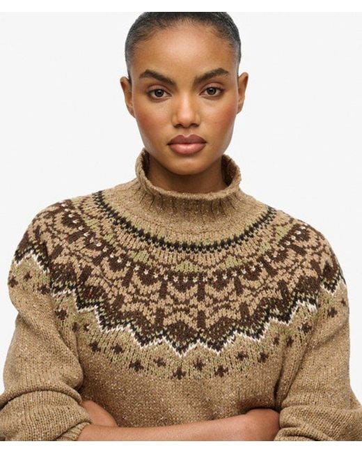Superdry Brown & Co Fairisle High Neck Jumper