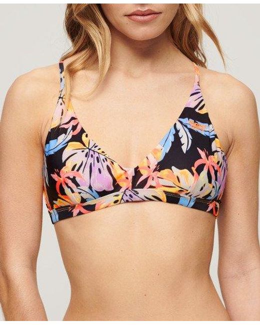 Superdry Blue Ladies Fully Lined Cross Back Triangle Bikini Top