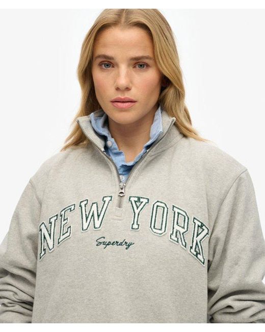 Superdry Gray Athletic Essentials Applique Half Zip Sweatshirt