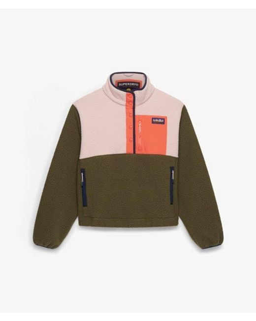 Superdry Colour Block Fleece Pullover in het Green
