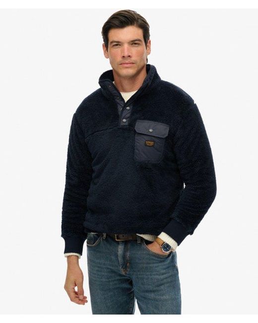 Superdry Blue & Co High Pile Fleece Henley Jumper for men